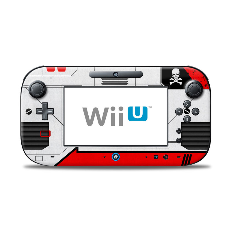 Wii U Controller Skin design of Floppy disk, Technology, Electric red, Fictional character, with white, red, black, gray colors