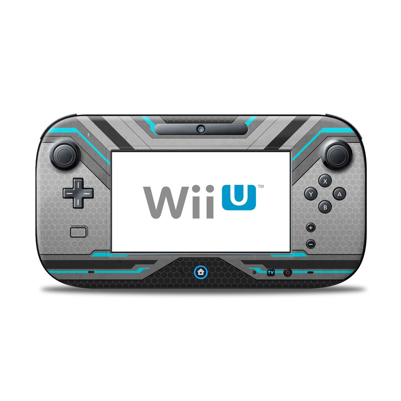 Wii U Controller Skin design of Blue, Turquoise, Pattern, Teal, Symmetry, Design, Line, Automotive design, Font, with black, gray, blue colors