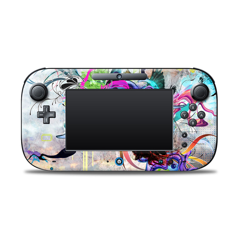 Wii U Controller Skin design of Graphic design, Psychedelic art, Art, Illustration, Purple, Visual arts, Graffiti, Street art, Design, Painting, with gray, black, blue, green, purple colors