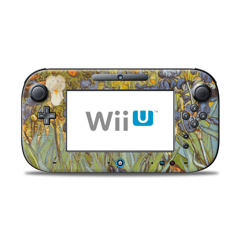 Wii U Controller Skin design of Painting, Plant, Art, Flower, Iris, Modern art, Perennial plant, with gray, green, black, red, blue colors