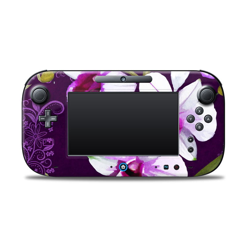 Wii U Controller Skin design of Flower, Purple, Petal, Violet, Lilac, Plant, Flowering plant, cooktown orchid, Botany, Wildflower, with black, gray, white, purple, pink colors