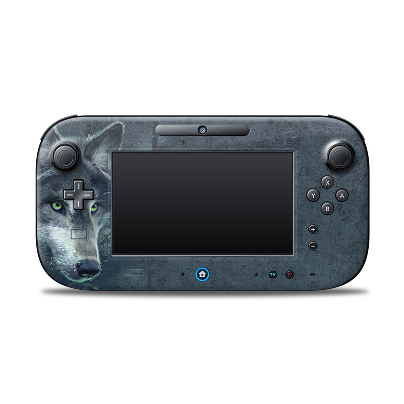 Wii U Controller Skin design of Wolf, Canidae, Wildlife, Red wolf, Canis, canis lupus tundrarum, Snout, Saarloos wolfdog, Wolfdog, Carnivore, with black, gray, blue colors