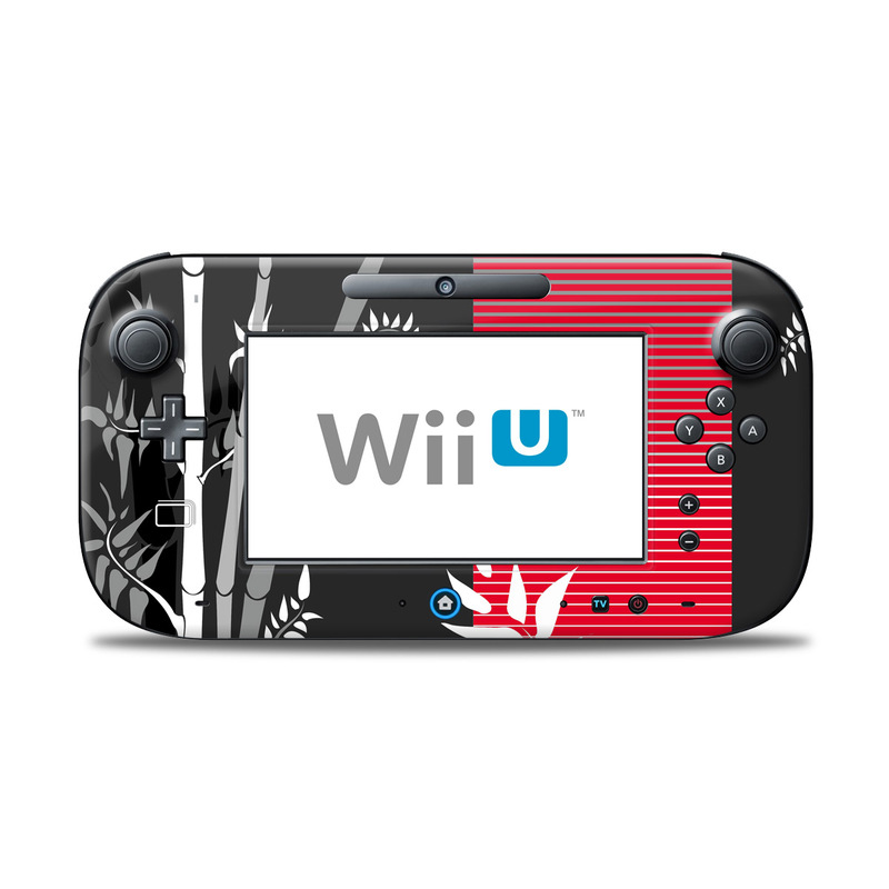 Wii U Controller Skin design of Tree, Branch, Plant, Graphic design, Bamboo, Illustration, Plant stem, Black-and-white, with black, red, gray, white colors