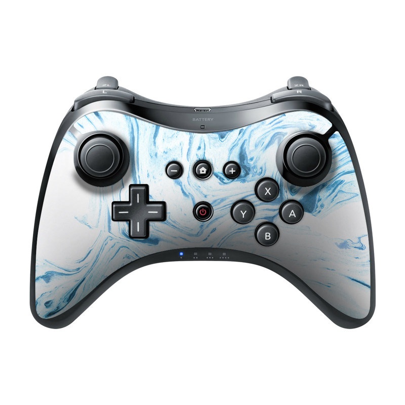 Wii U Pro Controller Skin design of Water, Aqua, Wind wave, Drawing, Painting, Wave, Pattern, Art, with blue colors
