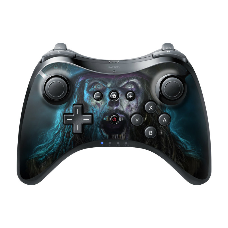 Wii U Pro Controller Skin design of Darkness, Illustration, Art, Ghost, Fictional character, Beard, with black, white, blue, gray colors