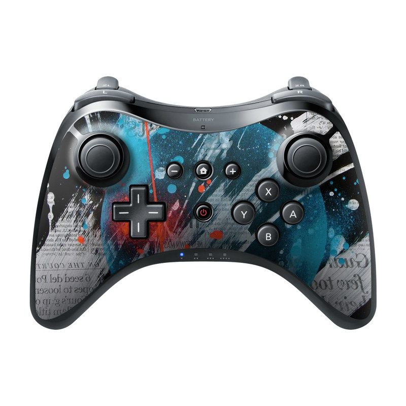 Wii U Pro Controller Skin design of Graphic design, Illustration, Graphics, Design, Art, Space, World, with black, gray, blue, red colors