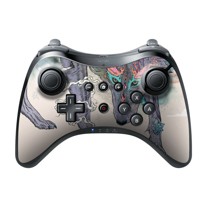 Wii U Pro Controller Skin design of Illustration, Boar, Art, Drawing, Fictional character, Sketch, Suidae, with gray, pink, black, blue, yellow colors