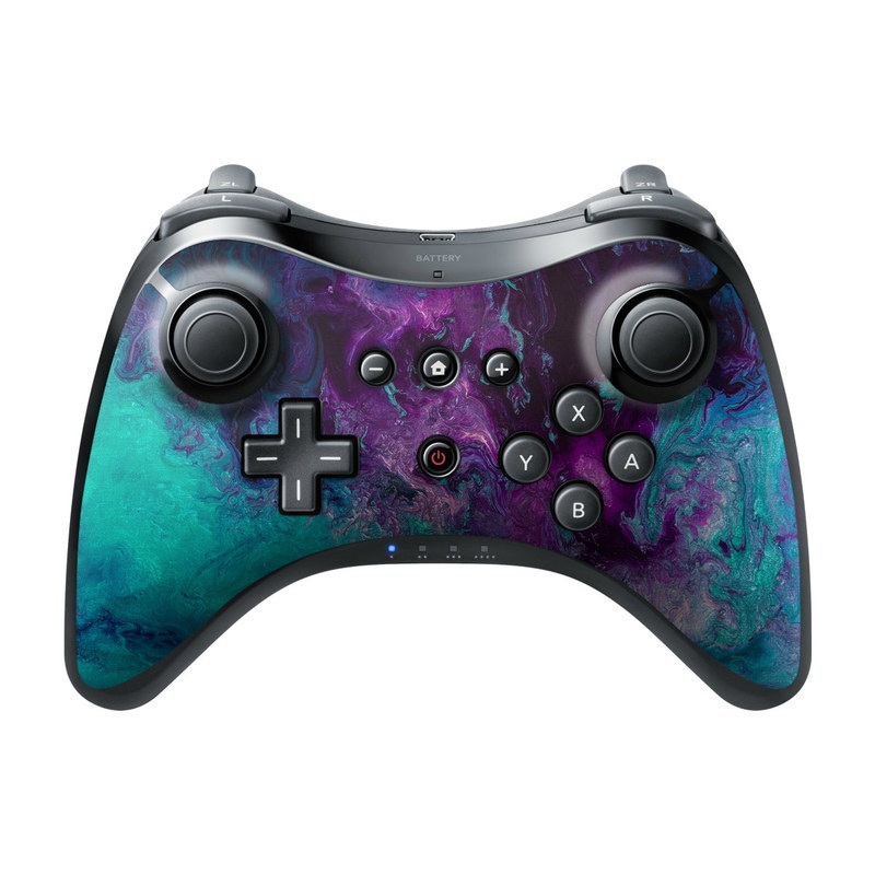 Wii U Pro Controller Skin design of Blue, Purple, Violet, Water, Turquoise, Aqua, Pink, Magenta, Teal, Electric blue, with blue, purple, black colors