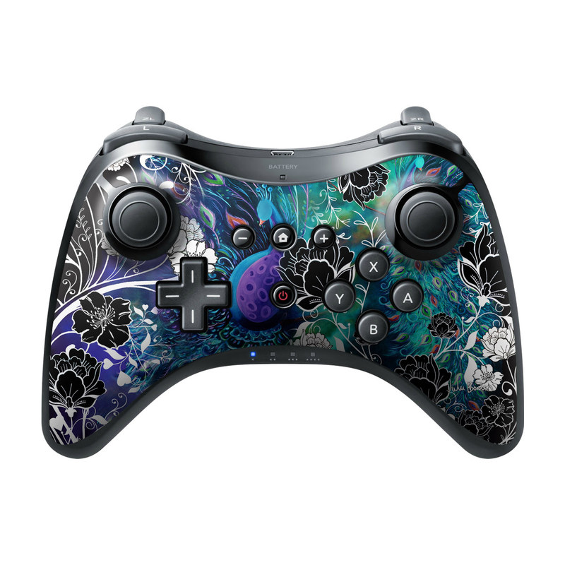 Wii U Pro Controller Skin design of Pattern, Psychedelic art, Organism, Turquoise, Purple, Graphic design, Art, Design, Illustration, Fractal art, with black, blue, gray, green, white colors