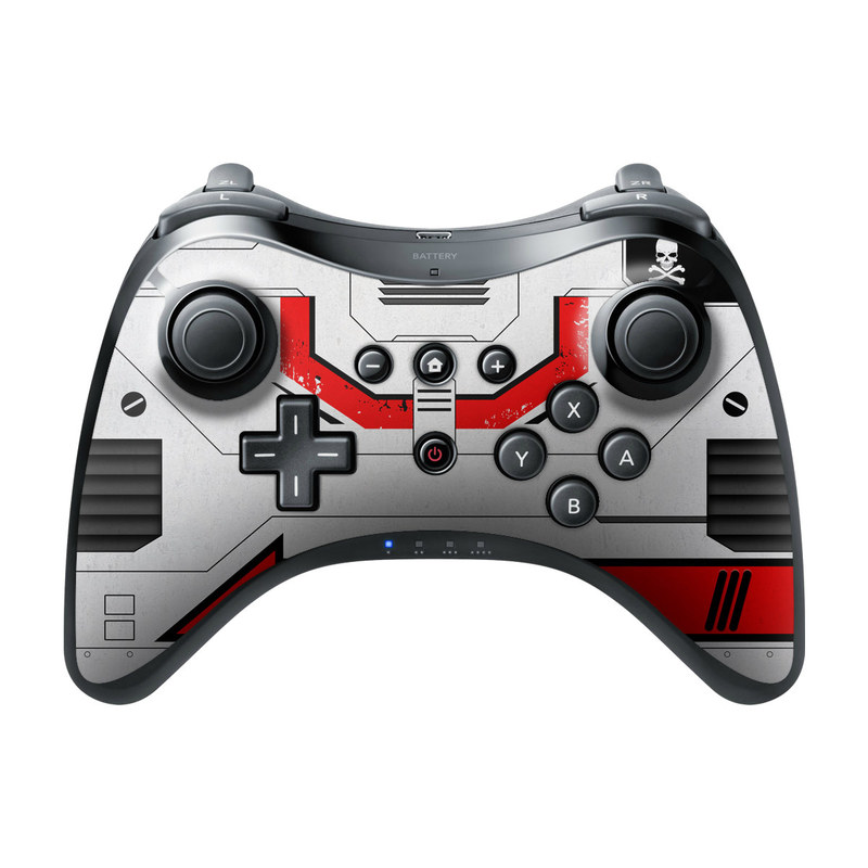 Wii U Pro Controller Skin design of Floppy disk, Technology, Electric red, Fictional character, with white, red, black, gray colors