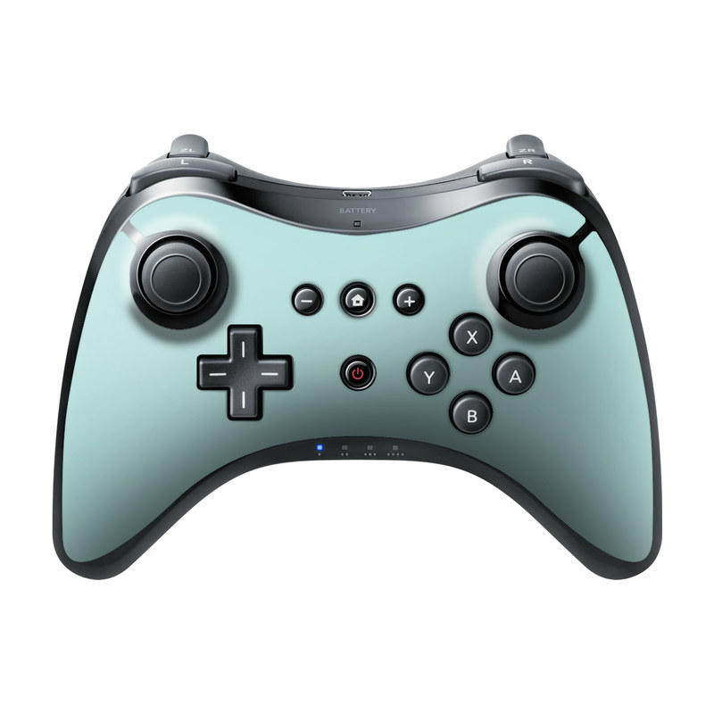 Wii U Pro Controller Skin design of Green, Blue, Aqua, Turquoise, Teal, Azure, Text, Daytime, Yellow, Sky with blue colors