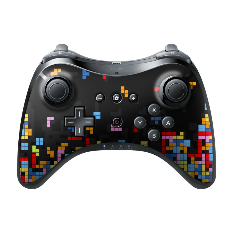 Wii U Pro Controller Skin design of Pattern, Symmetry, Font, Design, Graphic design, Line, Colorfulness, Magenta, Square, Graphics, with black, green, blue, orange, red colors