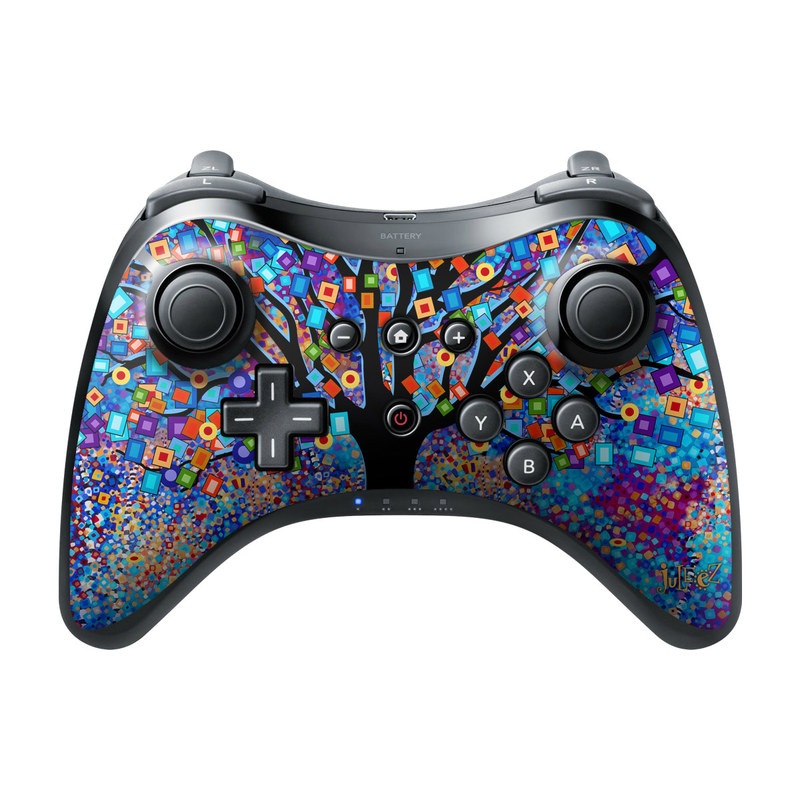 Wii U Pro Controller Skin design of Psychedelic art, Modern art, Art, with black, blue, red, orange, yellow, green, purple colors