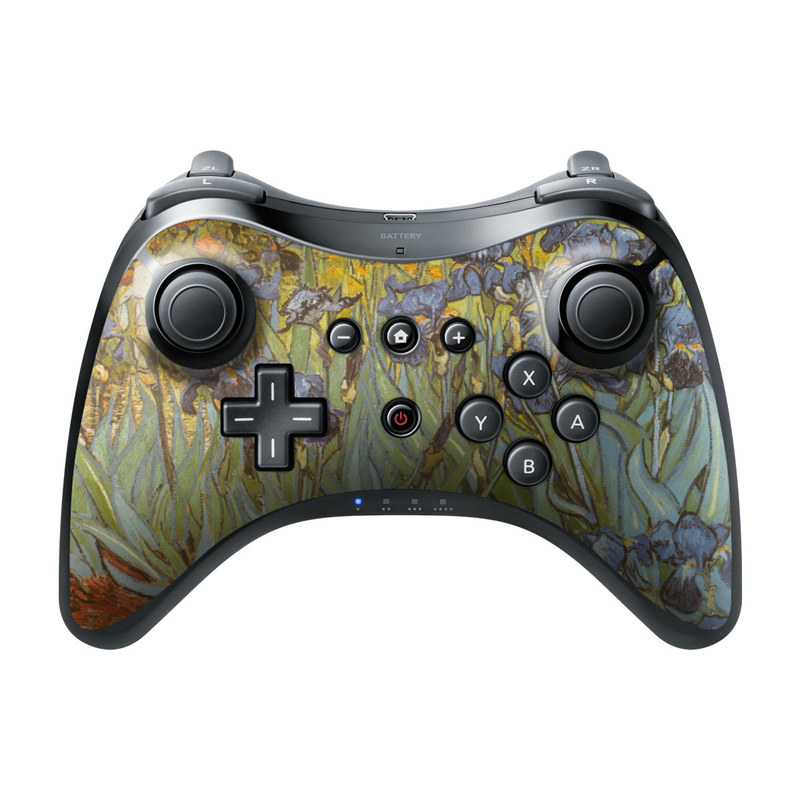 Wii U Pro Controller Skin design of Painting, Plant, Art, Flower, Iris, Modern art, Perennial plant, with gray, green, black, red, blue colors