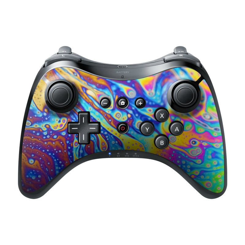 Wii U Pro Controller Skin design of Psychedelic art, Blue, Pattern, Art, Visual arts, Water, Organism, Colorfulness, Design, Textile, with gray, blue, orange, purple, green colors