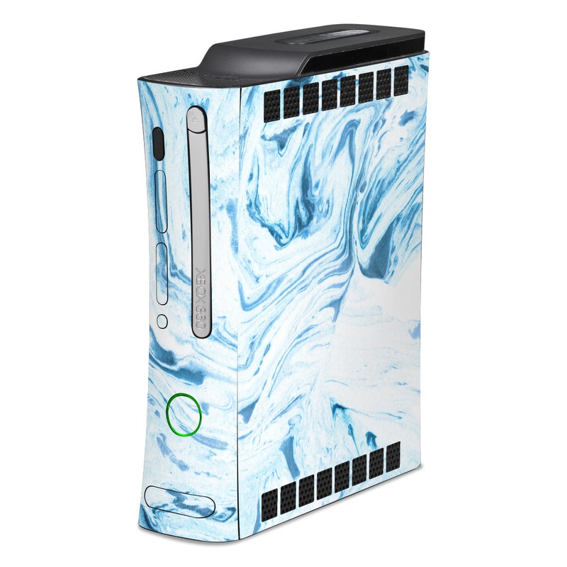 Old Xbox 360 Skin design of Water, Aqua, Wind wave, Drawing, Painting, Wave, Pattern, Art, with blue colors