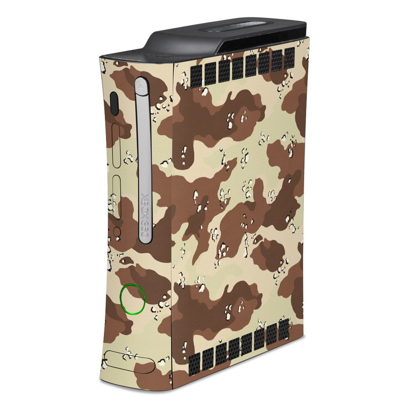 Old Xbox 360 Skin design of Military camouflage, Brown, Pattern, Design, Camouflage, Textile, Beige, Illustration, Uniform, Metal, with gray, red, black, green colors