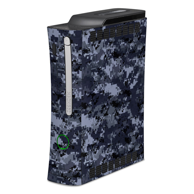 Old Xbox 360 Skin design of Military camouflage, Black, Pattern, Blue, Camouflage, Design, Uniform, Textile, Black-and-white, Space, with black, gray, blue colors