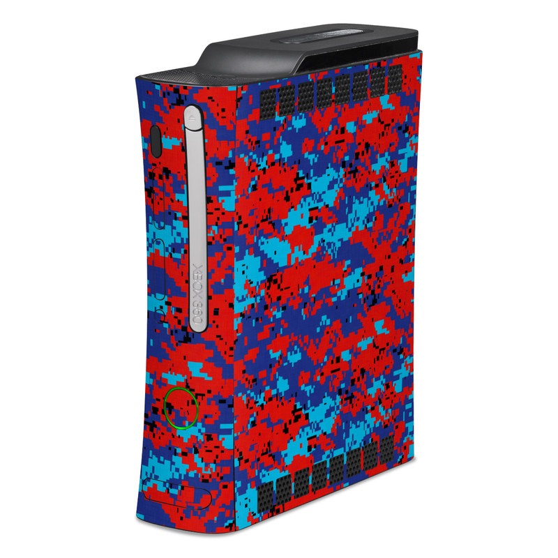 Old Xbox 360 Skin design of Blue, Red, Pattern, Textile, Electric blue, with blue, red colors