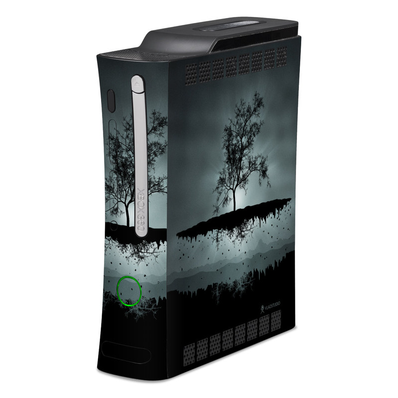 Old Xbox 360 Skin design of Reflection, Sky, Nature, Water, Black, Tree, Black-and-white, Monochrome photography, Natural landscape, Atmospheric phenomenon, with black, gray, blue colors