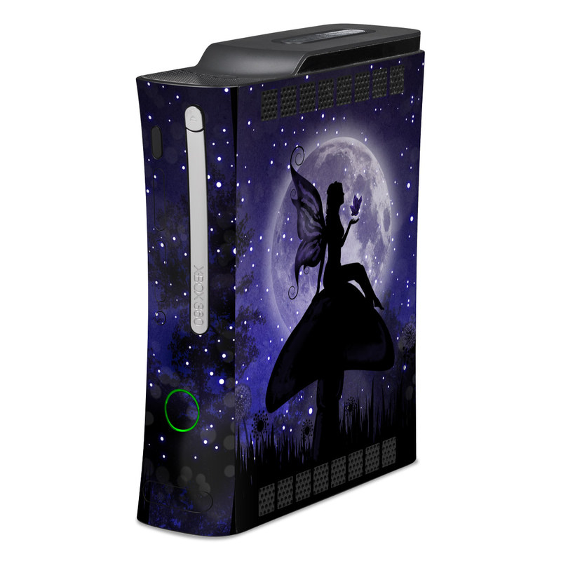Old Xbox 360 Skin design of Purple, Sky, Moonlight, Cg artwork, Fictional character, Darkness, Night, Illustration, Space, Star, with black, blue, gray, purple colors