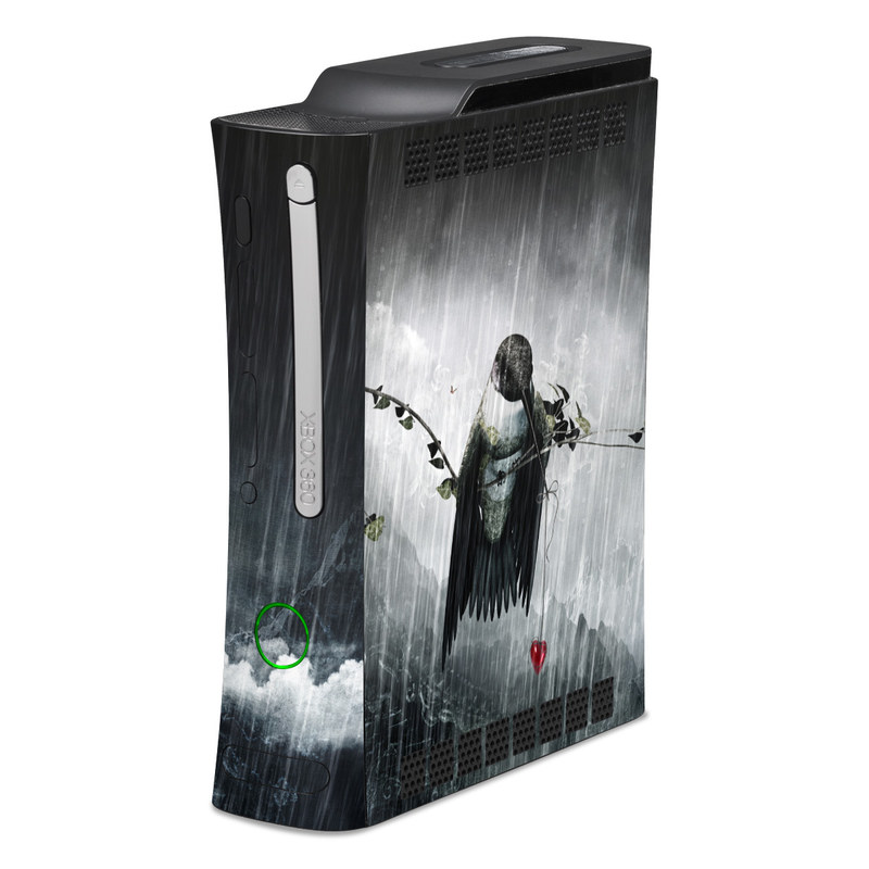 Old Xbox 360 Skin design of Water, Cg artwork, Graphic design, Fictional character, Darkness, Illustration, with black, gray, white, red colors