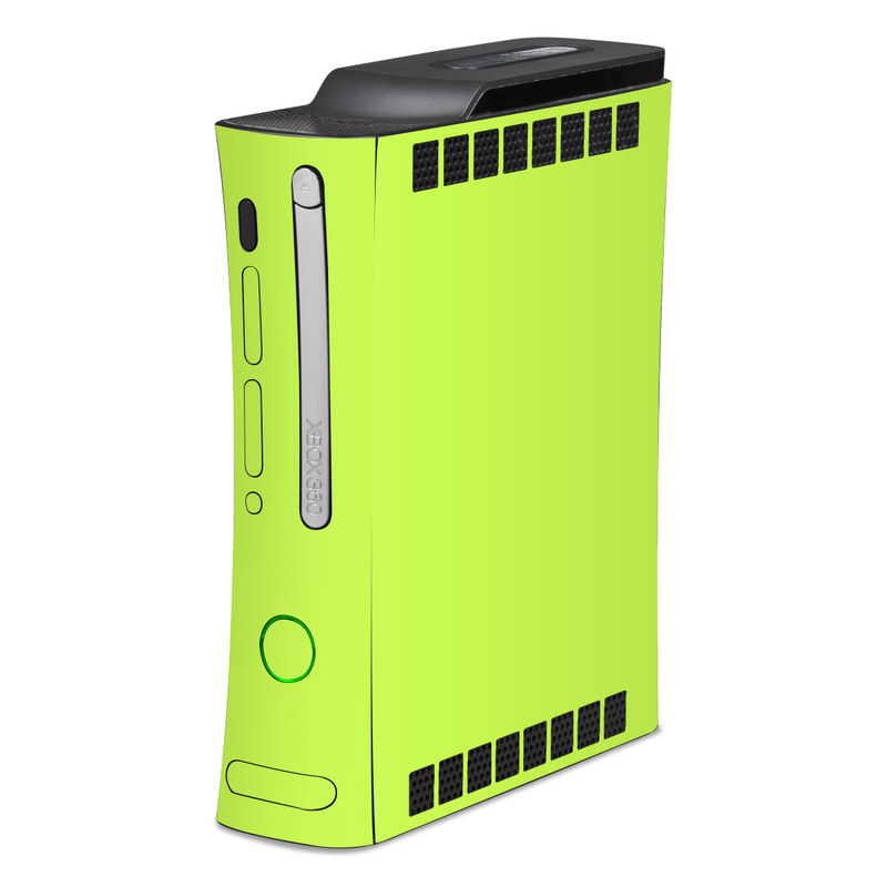 Old Xbox 360 Skin design of Green, Yellow, Text, Leaf, Font, Grass, with green colors