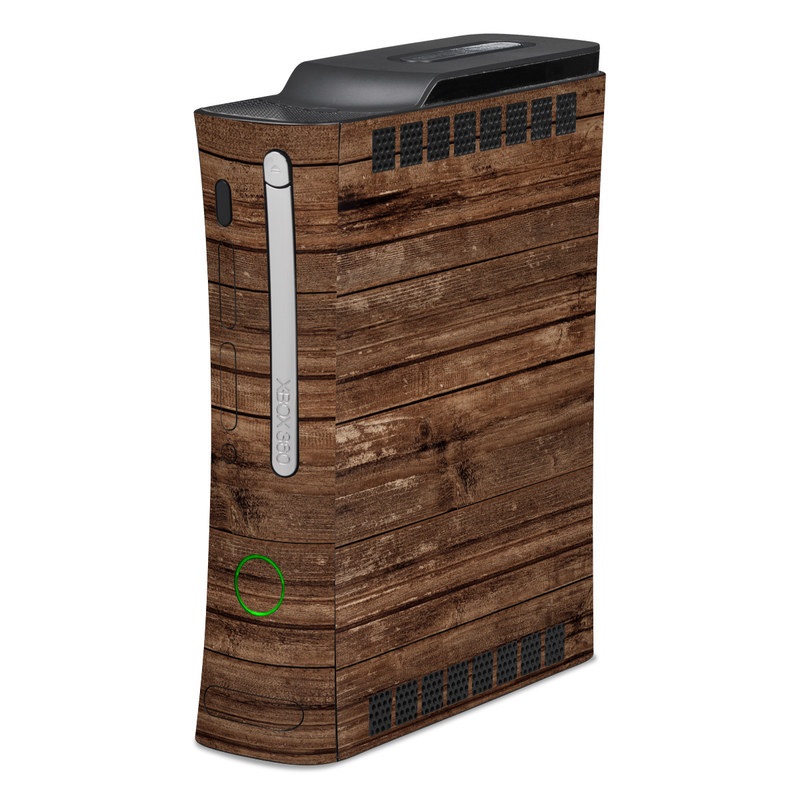 Old Xbox 360 Skin design of Wood, Brown, Wood stain, Plank, Hardwood, Wood flooring, Line, Pattern, Floor, Flooring, with brown colors