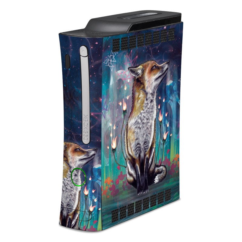 Old Xbox 360 Skin design of Red fox, Art, Wildlife, Canidae, Illustration, Fox, Carnivore, Painting, Dhole, Red wolf, with black, gray, blue, red, green colors