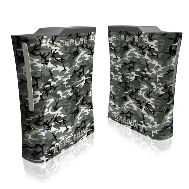 Old Xbox 360 Skin design of Military camouflage, Pattern, Clothing, Camouflage, Uniform, Design, Textile, with black, gray colors