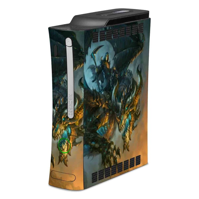 Old Xbox 360 Skin design of Dragon, Cg artwork, Fictional character, Mythical creature, Demon, Mythology, Illustration, Cryptid, Art, with orange, yellow, black, brown, blue, white colors