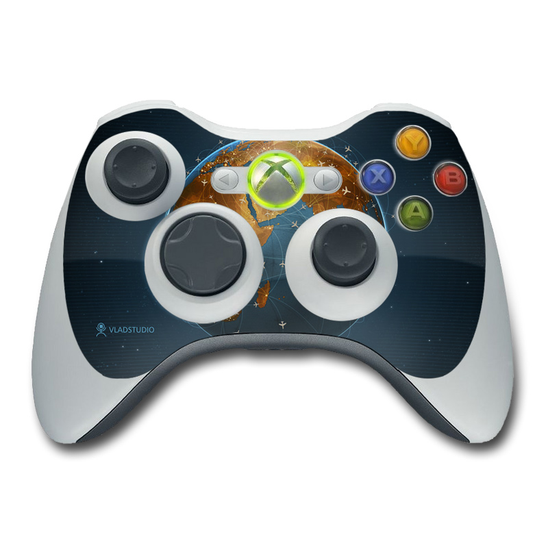 Xbox 360 Controller Skin design of Planet, Earth, Astronomical object, World, Atmosphere, Globe, Space, Sky, Astronomy, Circle, with blue, yellow, brown colors
