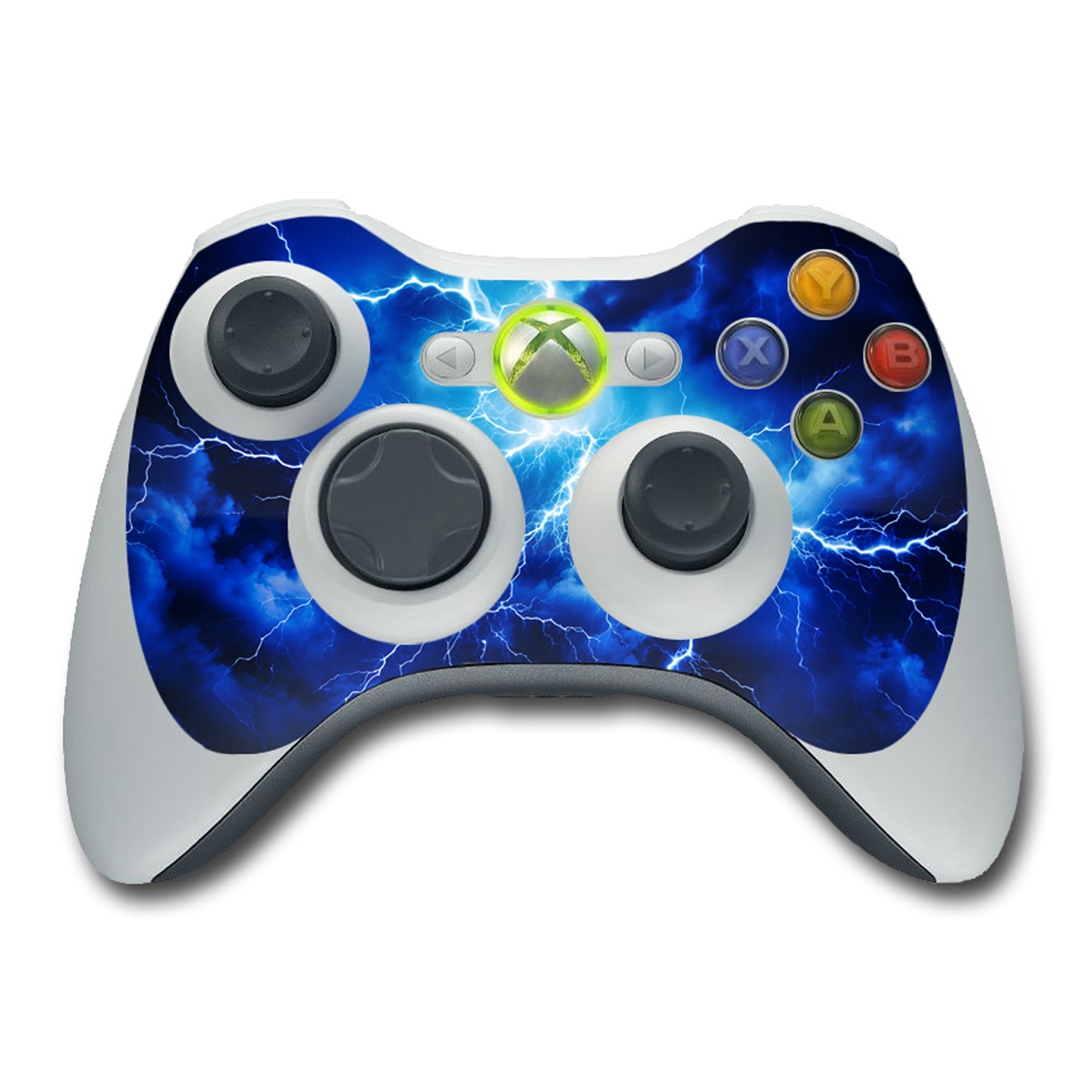 Xbox 360 Controller Skin design of Thunder, Sky, Atmosphere, Daytime, Cloud, Water, Lightning, Light, Azure, Natural environment, with black, blue colors