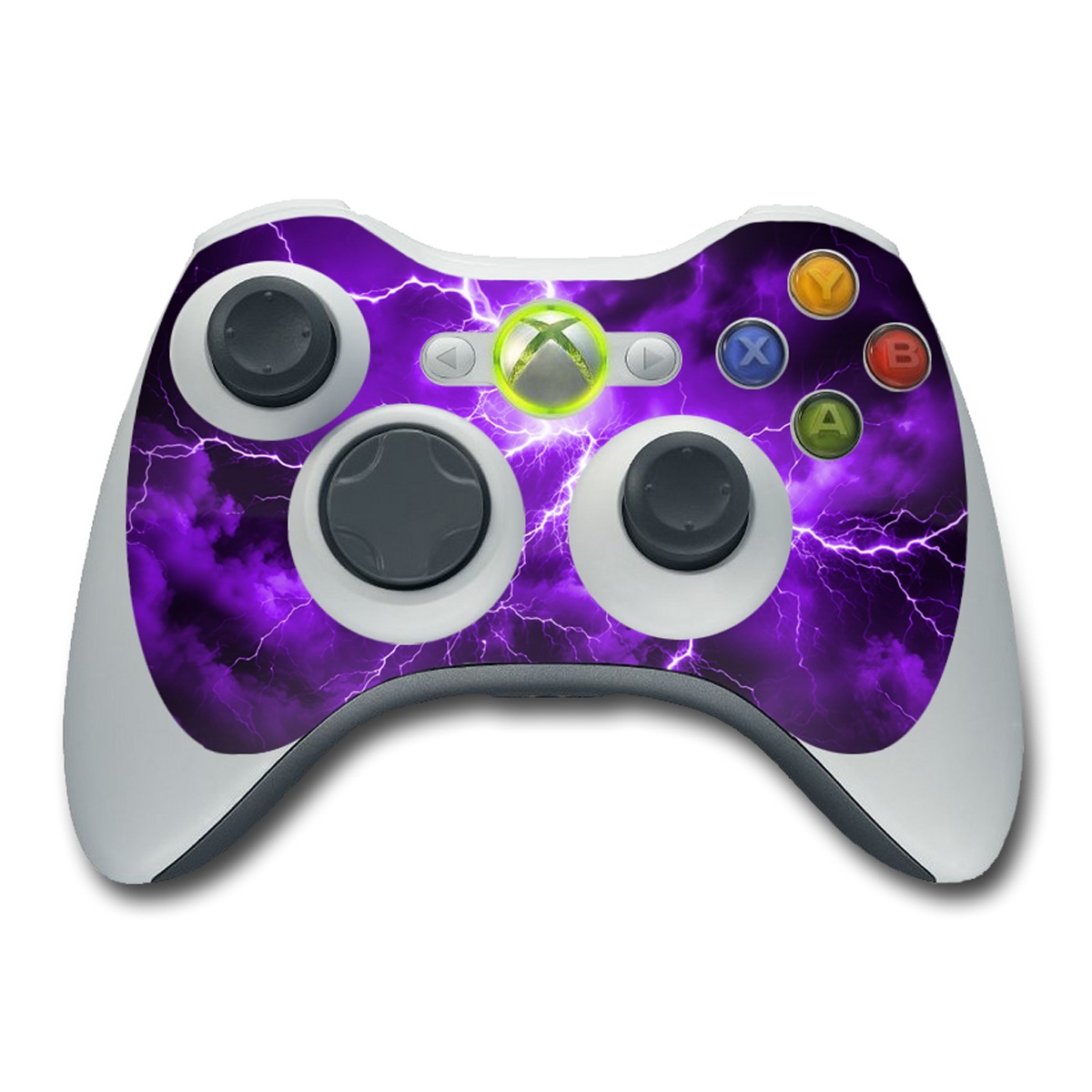 Xbox 360 Controller Skin design of Sky, Lightning, Thunder, Atmosphere, Thunderstorm, Daytime, Purple, Light, Cloud, Nature, with black, purple colors