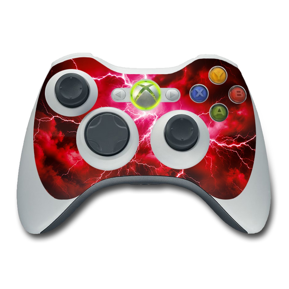 Xbox 360 Controller Skin design of Thunder, Atmosphere, Sky, Light, Purple, Lighting, Water, Thunderstorm, Electricity, Pink, with black, red colors