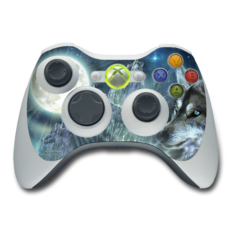 Xbox 360 Controller Skin design of Cg artwork, Fictional character, Darkness, Werewolf, Illustration, Wolf, Mythical creature, Graphic design, Dragon, Mythology, with black, blue, gray, white colors