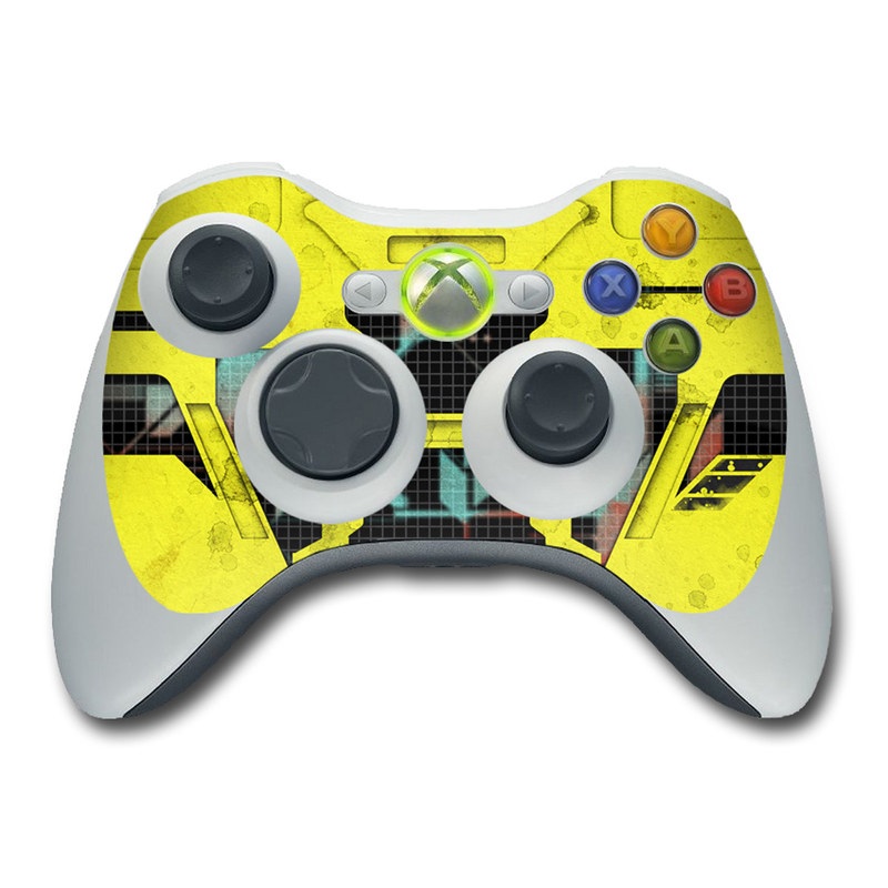 Xbox 360 Controller Skin design of Yellow, Green, Font, Pattern, Graphic design, with black, yellow, gray, blue, green colors