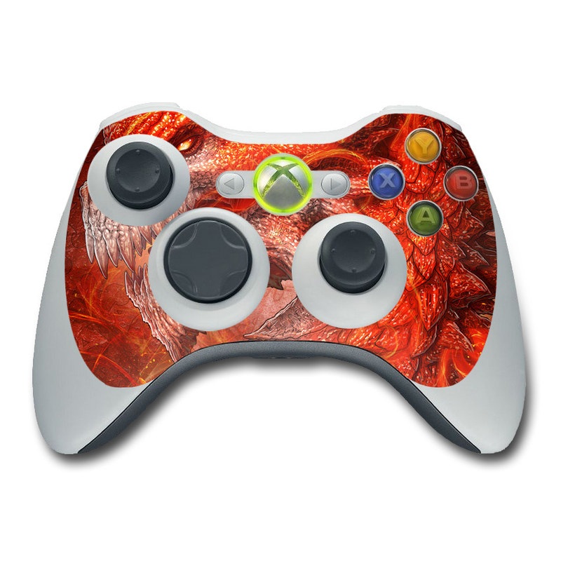 Xbox 360 Controller Skin design of Fictional character, Cg artwork, Illustration, Art, Demon, Geological phenomenon, Mythical creature, Dragon, Cryptid, with red, orange, yellow colors