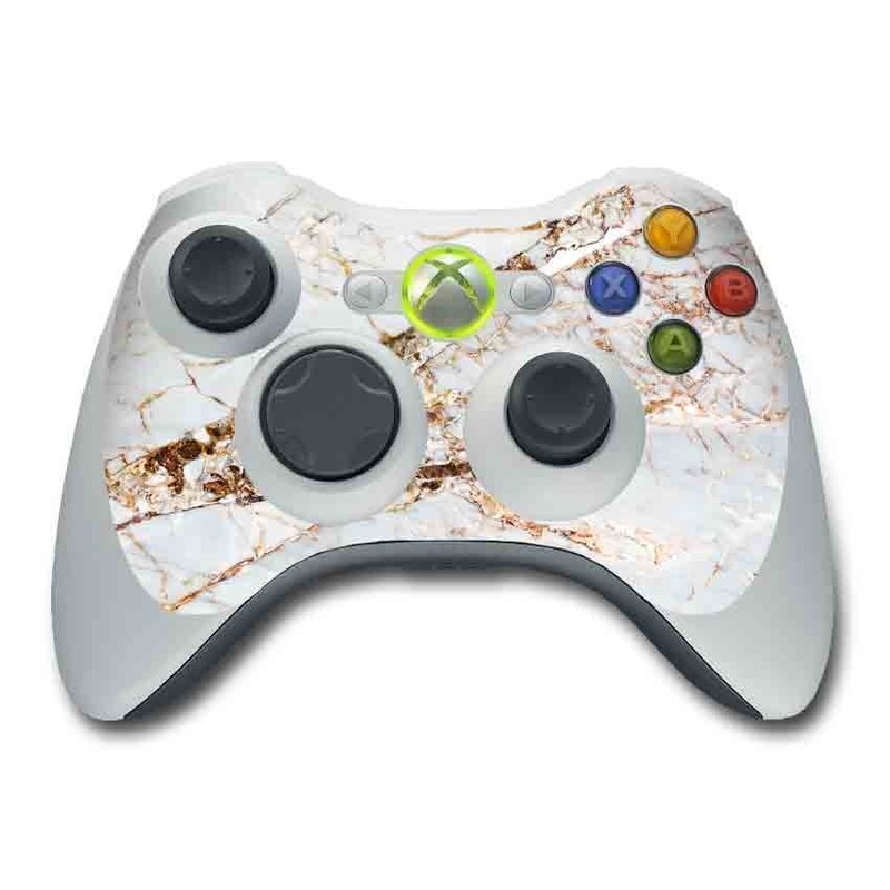 Xbox 360 Controller Skin design of White, Branch, Twig, Beige, Marble, Plant, Tile, with white, gray, yellow colors