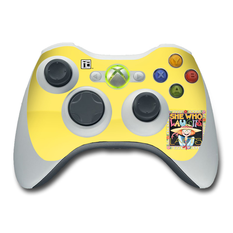Xbox 360 Controller Skin design of Text, with orange, black, gray, green, red, pink colors