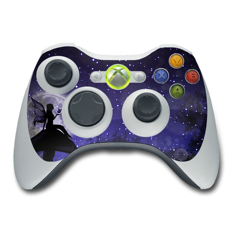 Xbox 360 Controller Skin design of Purple, Sky, Moonlight, Cg artwork, Fictional character, Darkness, Night, Illustration, Space, Star, with black, blue, gray, purple colors