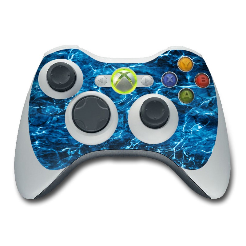 Xbox 360 Controller Skin design of Blue, Water, Aqua, Turquoise, Azure, Electric blue, Sky, Pattern, Sea, Ocean, with blue, black colors