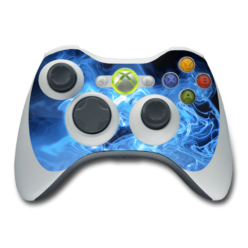 Xbox 360 Controller Skin design of Blue, Water, Electric blue, Organism, Pattern, Smoke, Liquid, Art with blue, black, purple colors