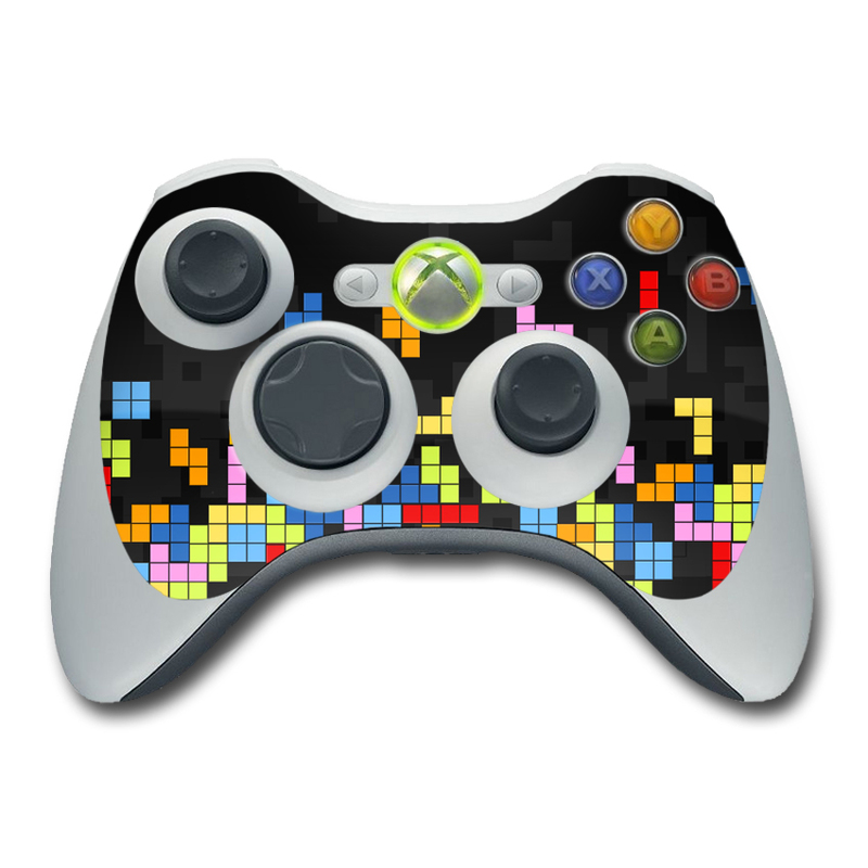 Xbox 360 Controller Skin design of Pattern, Symmetry, Font, Design, Graphic design, Line, Colorfulness, Magenta, Square, Graphics, with black, green, blue, orange, red colors