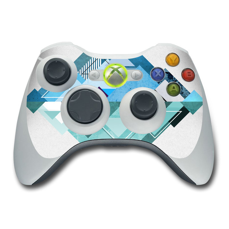 Xbox 360 Controller Skin design of Blue, Turquoise, Illustration, Graphic design, Design, Line, Logo, Triangle, Graphics, with gray, blue, purple colors