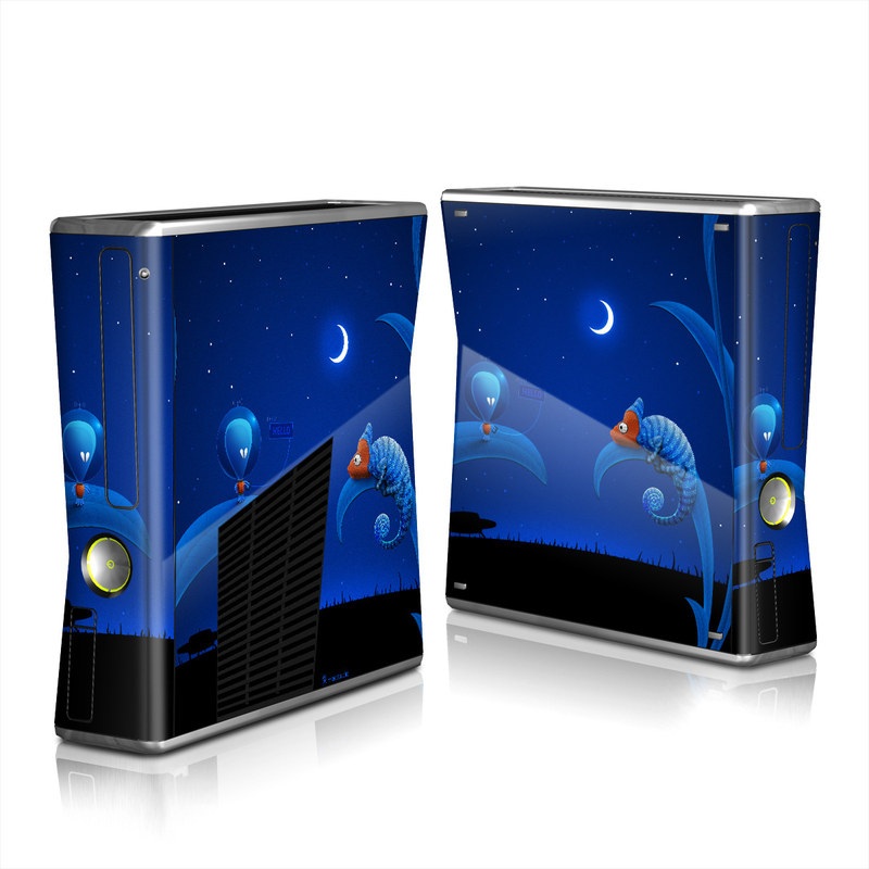 Xbox 360 S Skin design of Organism, Astronomical object, Space, Illustration, Night, Graphics, with black, blue, orange colors