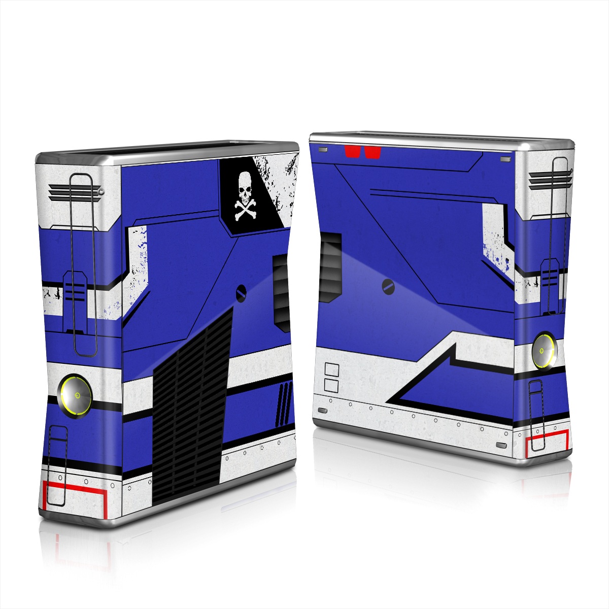 Xbox 360 S Skin design of Floppy disk, Technology, Electric blue, Fictional character, with white, blue, black, gray colors