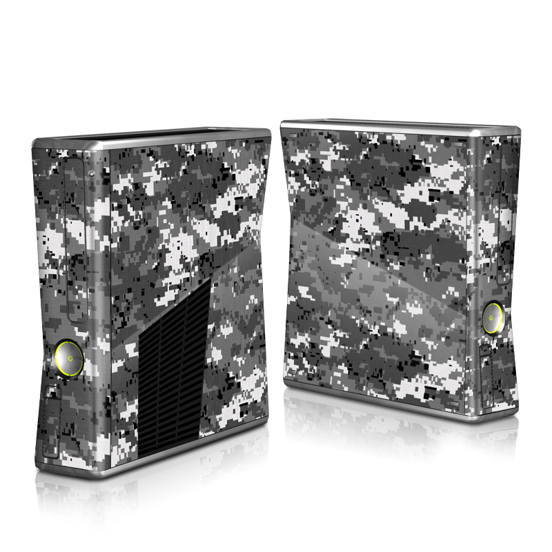 Xbox 360 S Skin design of Military camouflage, Pattern, Camouflage, Design, Uniform, Metal, Black-and-white, with black, gray colors
