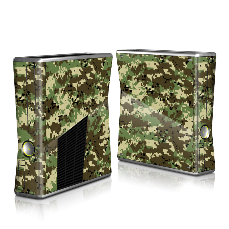 Xbox 360 S Skin design of Military camouflage, Pattern, Camouflage, Green, Uniform, Clothing, Design, Military uniform, with black, gray, green colors