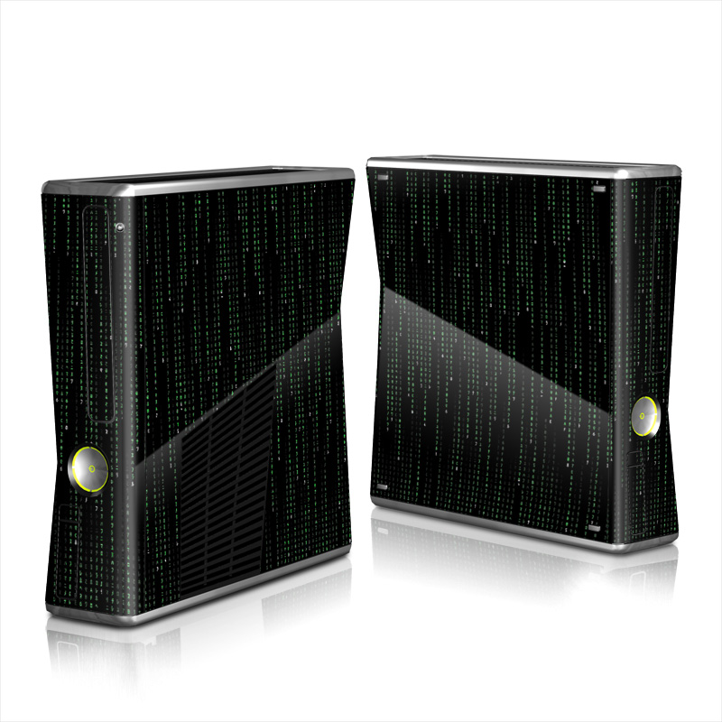 Xbox 360 S Skin design of Green, Black, Pattern, Symmetry, with black colors